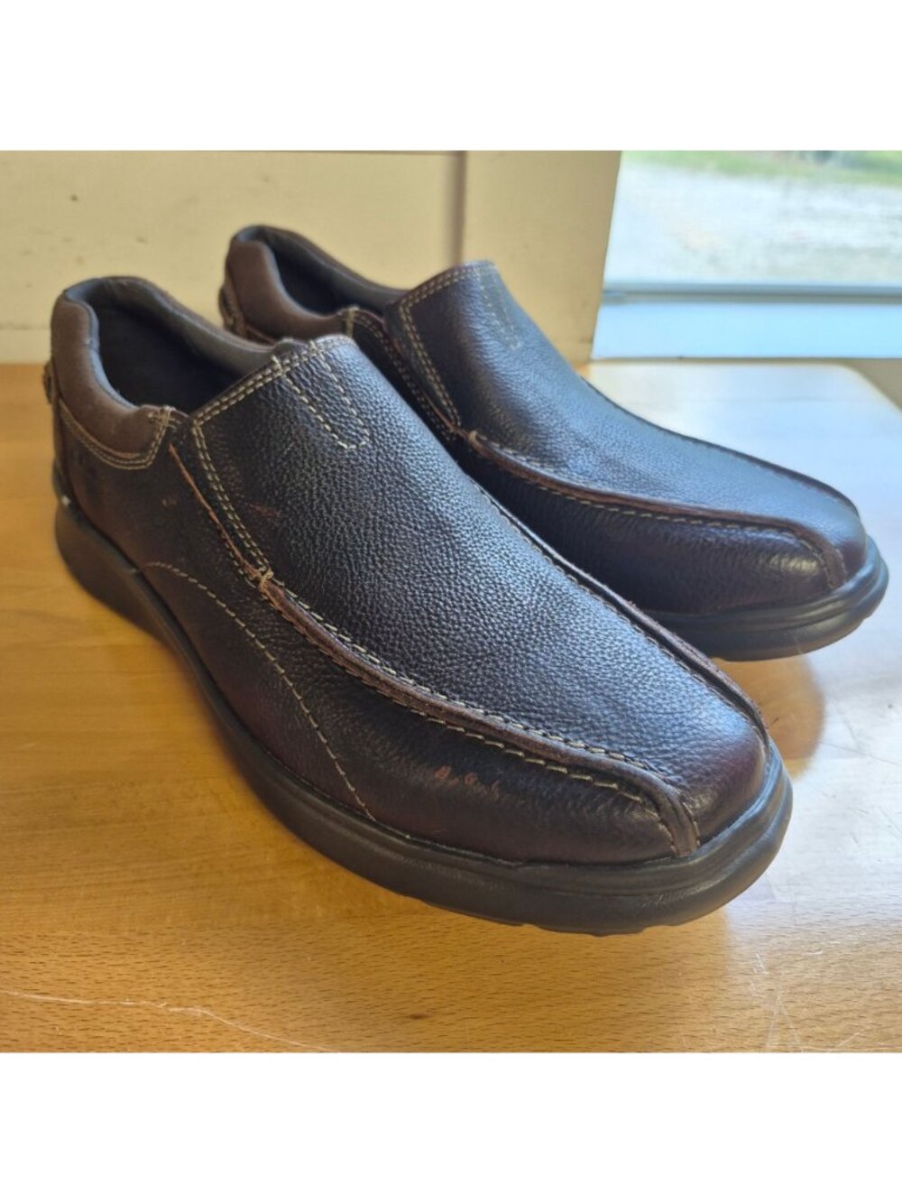 Clarks Mens Loafers Brown Leather Slip-On Shoes Size 13M - Picture 7 of 8